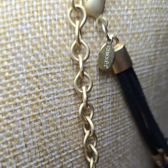 Chico's 3 Strand Gold Tone and Black Beaded Statement Necklace - Picture 2 of 8